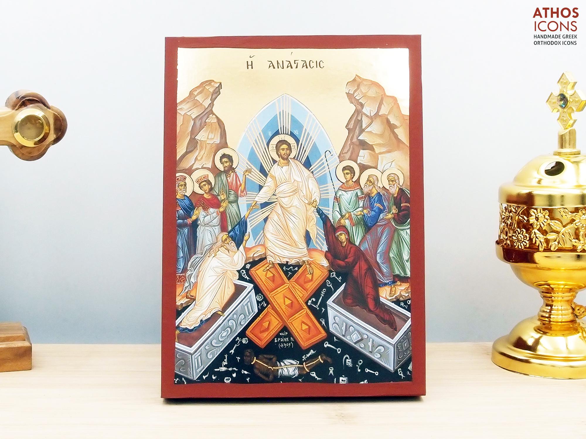 Resurrection of Jesus Christ Icon Handmade Greek Orthodox Byzantine ...