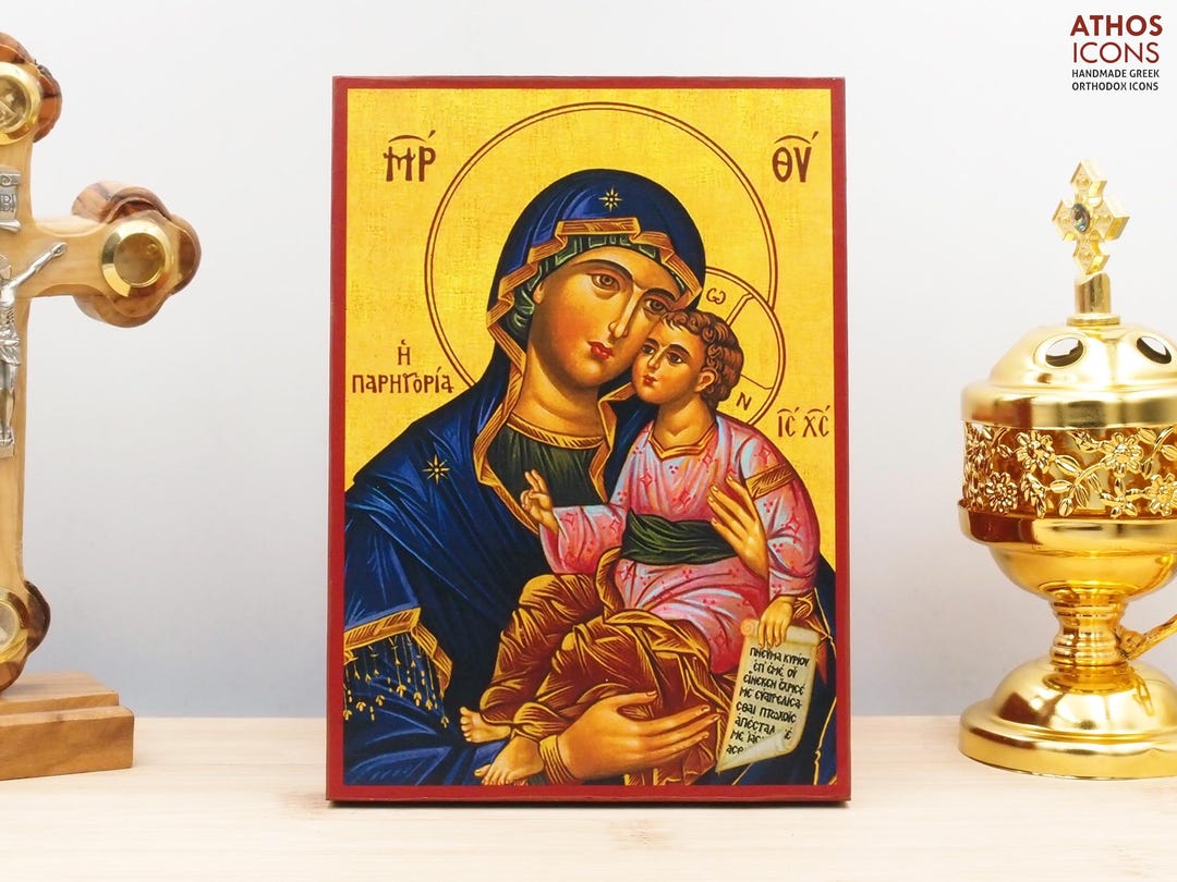 Holy Virgin Mary Sweet Kiss the Consolation With Jesus Icon Handmade ...