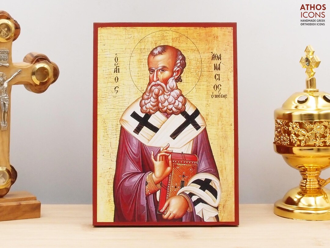 Saint Athanasius of Alexandria Icon Handmade Greek Orthodox Byzantine ...