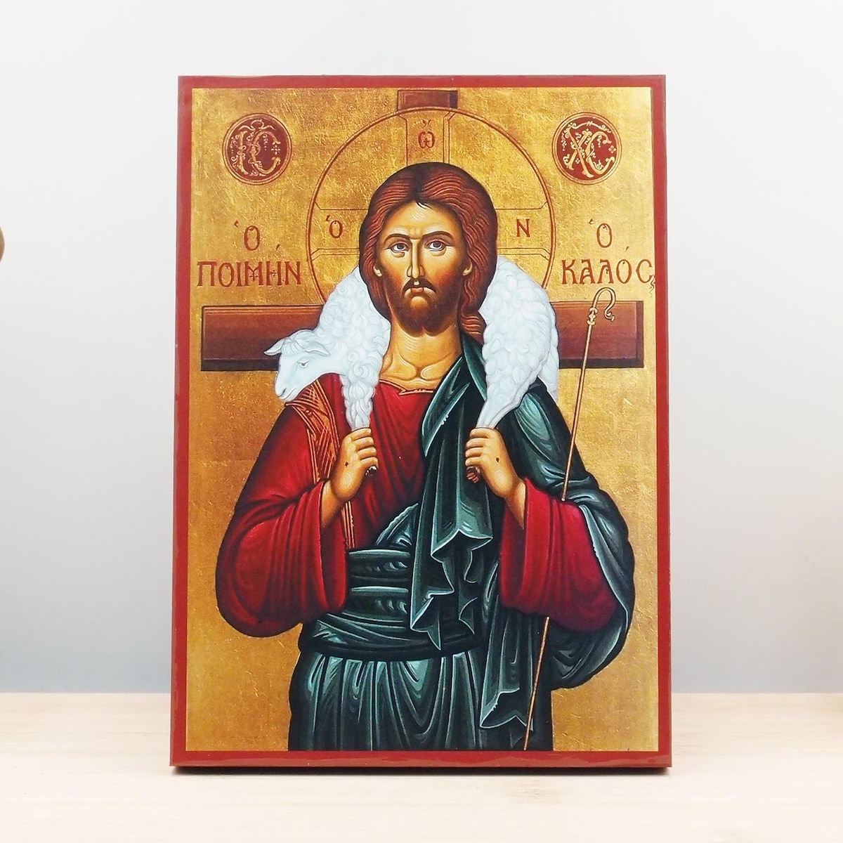 Jesus Christ the Good Shepherd, Wooden Handmade Icon Greek Premium Byzantine Style Wall Hanging on Wood Plaque Religious Theme - Etsy