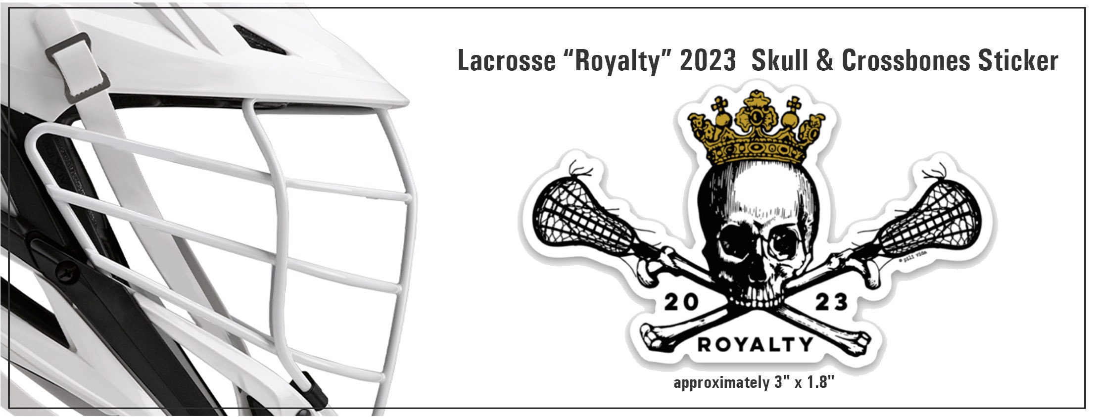 Sticker Lacrosse Royalty 2023 Crown, Skull & Crossbones LAX Senior