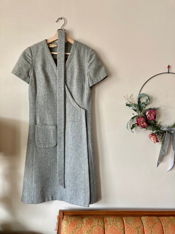 1950s Grey Wool Dress by Peck and Peck - image 2