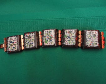 Copper and Enamel Panel Bracelet
