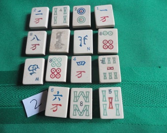 Fifteen  Vintage Mahjong Tiles