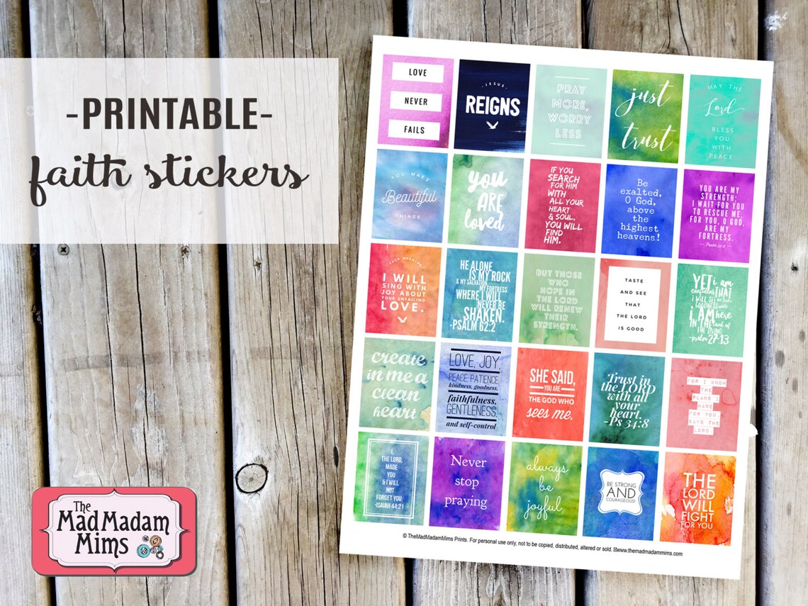 Printable Faith QUOTES sticker sheet for Planners Journals | Etsy