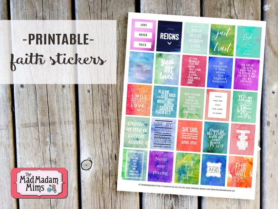 Printable Faith QUOTES sticker sheet for Planners Journals | Etsy