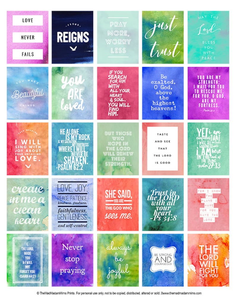 Printable Faith QUOTES sticker sheet for Planners Journals | Etsy