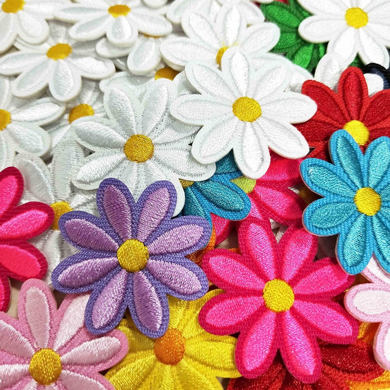 Iron on Daisies Daisy Patches Daisy Mini Iron on Patch Etsy