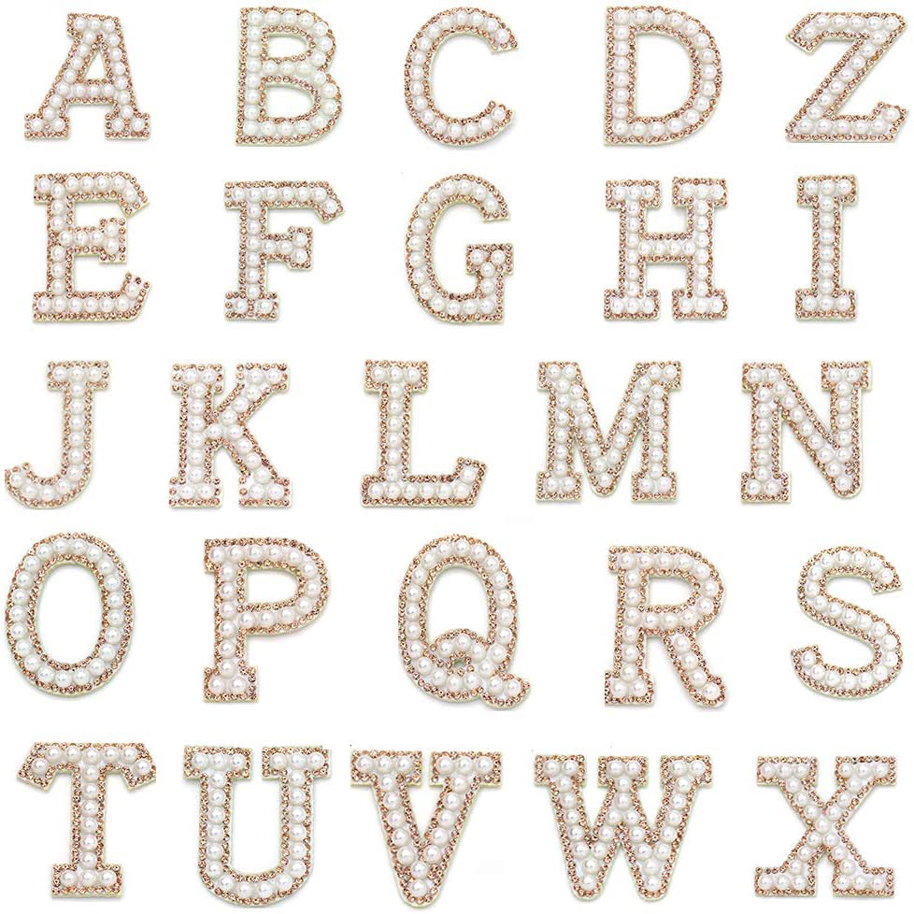 A-Z Pearl White and Gold Rhinestone English Letter Alphabet - Etsy
