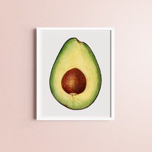 Avocado Wall Art Digital Download, Instant Download Avocado Clip art - Vintage Avocado Download, Botanical Fruit - Minimalist Kitchen Decor