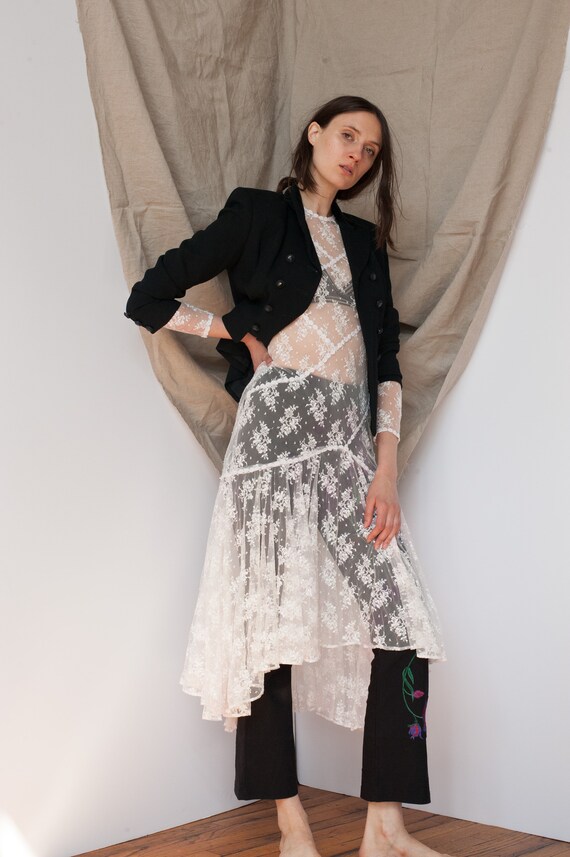 1990's Black Cropped Double Breasted Boxy Suit Jac