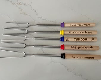 Personalized S'mores Roasting Stick, Extendable Campfire Skewer