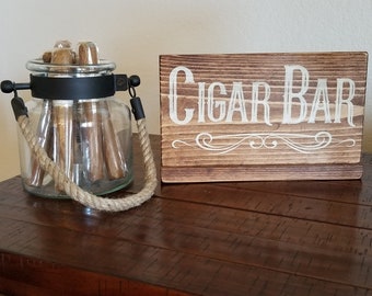 Cigar Bar Wood Wedding Sign | Whiskey and Cigar Bar | Man Cave Sign | Rustic | Wedding Bar Signs