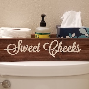 Sweet Cheeks Box | Bathroom Wood Toilet Paper Holder | Funny Bathroom Box | Toilet Caddy Decor