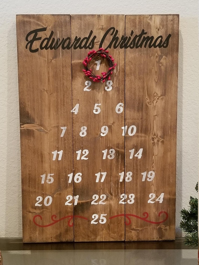 Christmas Advent Calendar Wood Personalized image 2