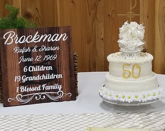 Personalized 15th 25th 50th 75th Anniversary Wood Sign Parents Grandparents Gift