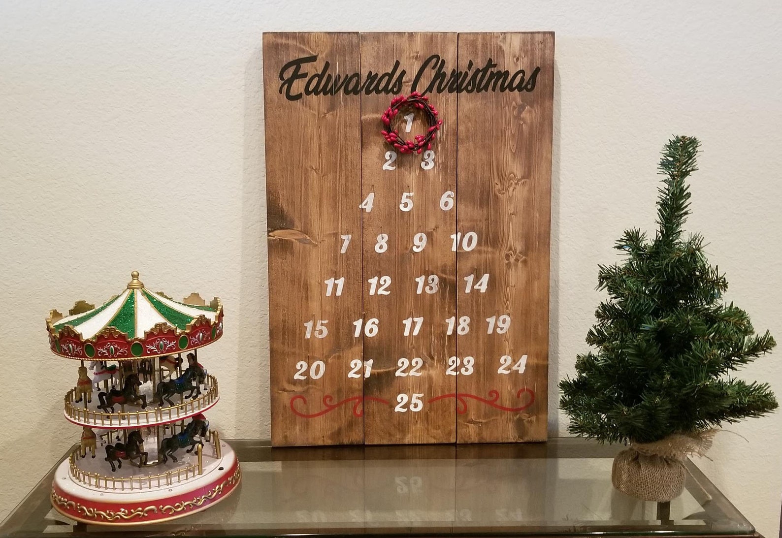 Christmas Advent Calendar Wood Personalized