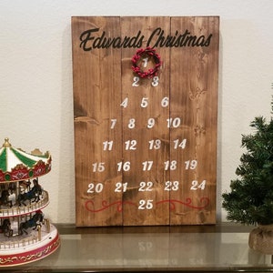 Christmas Advent Calendar Wood Personalized