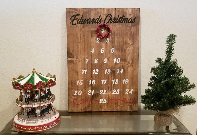 Christmas Advent Calendar Wood Personalized image 1