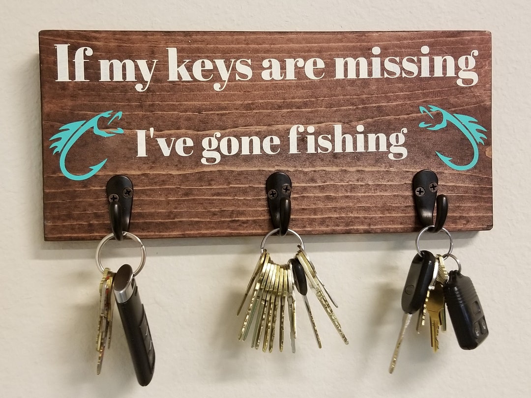 Gone Fishing Key Holder Rustic Home Decor Father's Day Etsy