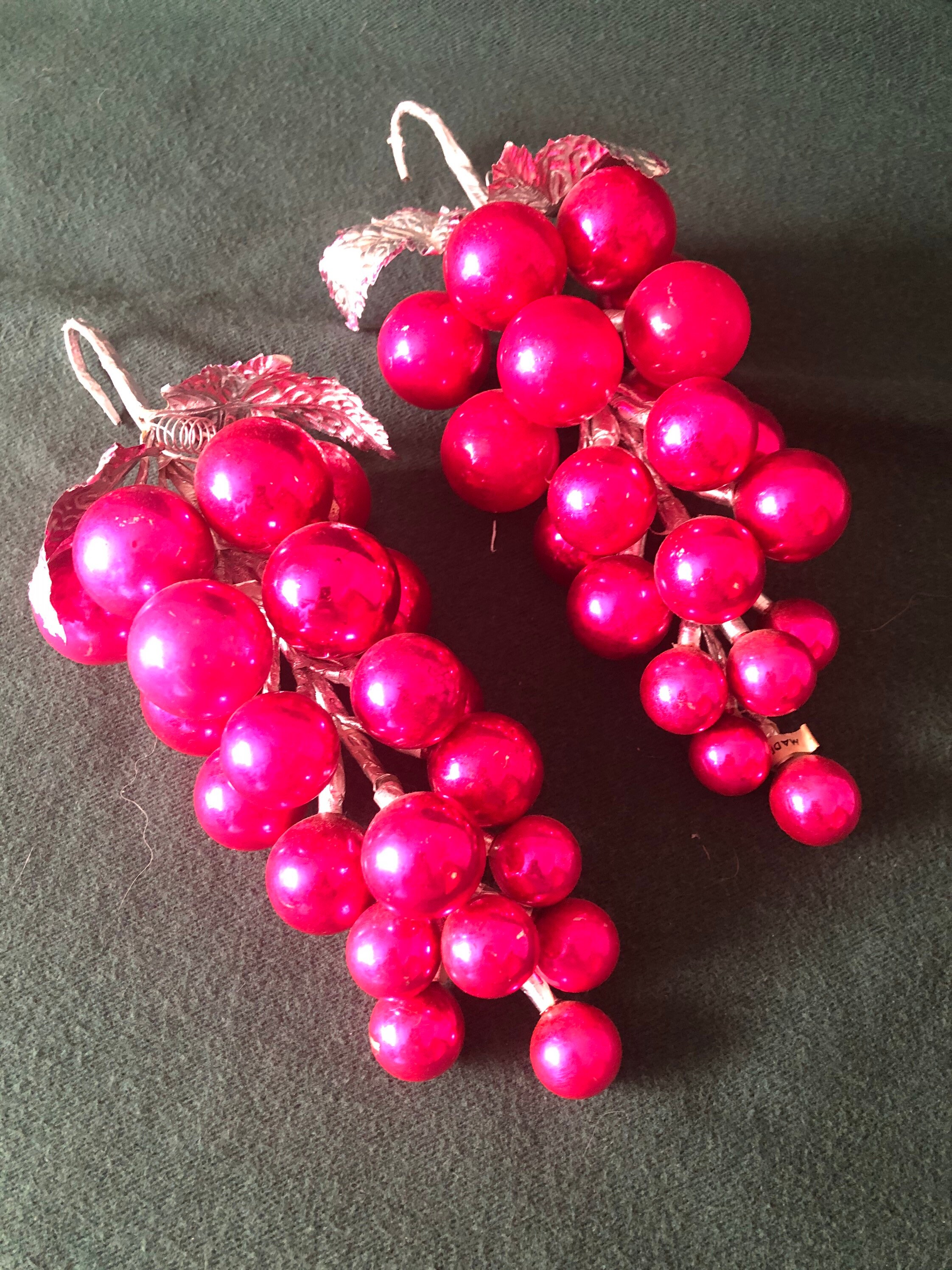 Two Vintage Shocking Pink Glass Grape Cluster Christmas Tree Etsy
