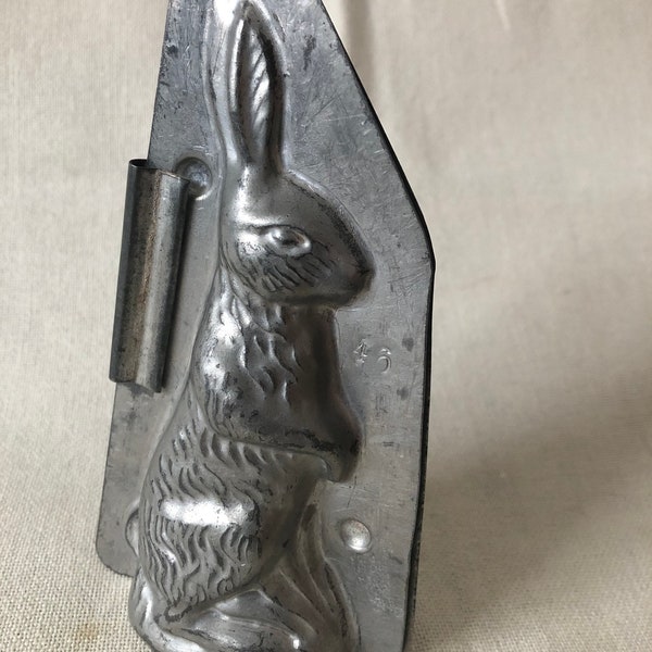 Antique German Tin Standing  Easter Rabbit Chocolate Mold