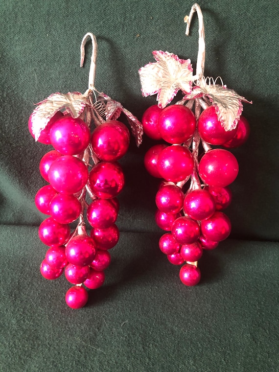 Two Vintage Shocking Pink Glass Grape Cluster Christmas Tree Etsy UK