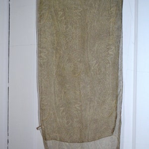 Long neutral scarf, Paisley design, sheer silk scarf, Made in France