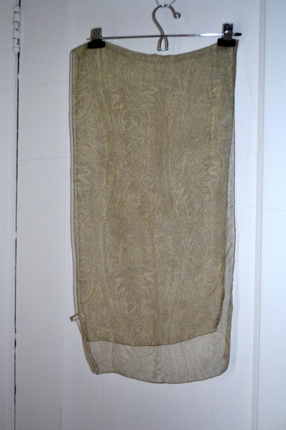Long neutral scarf, Paisley design, sheer silk sc… - image 1