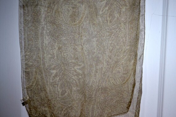 Long neutral scarf, Paisley design, sheer silk sc… - image 2