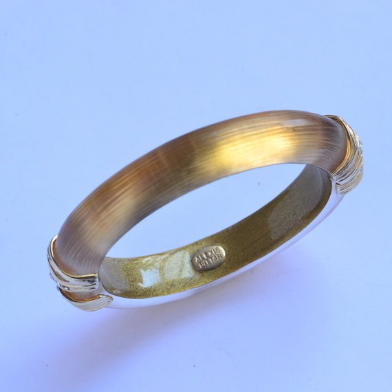 Alexis Bittar Lucite Bracelet, golden lucite brac