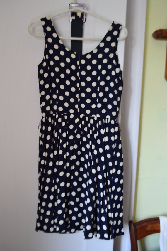 Polka dot dress, navy blue with white polka dots,… - image 4