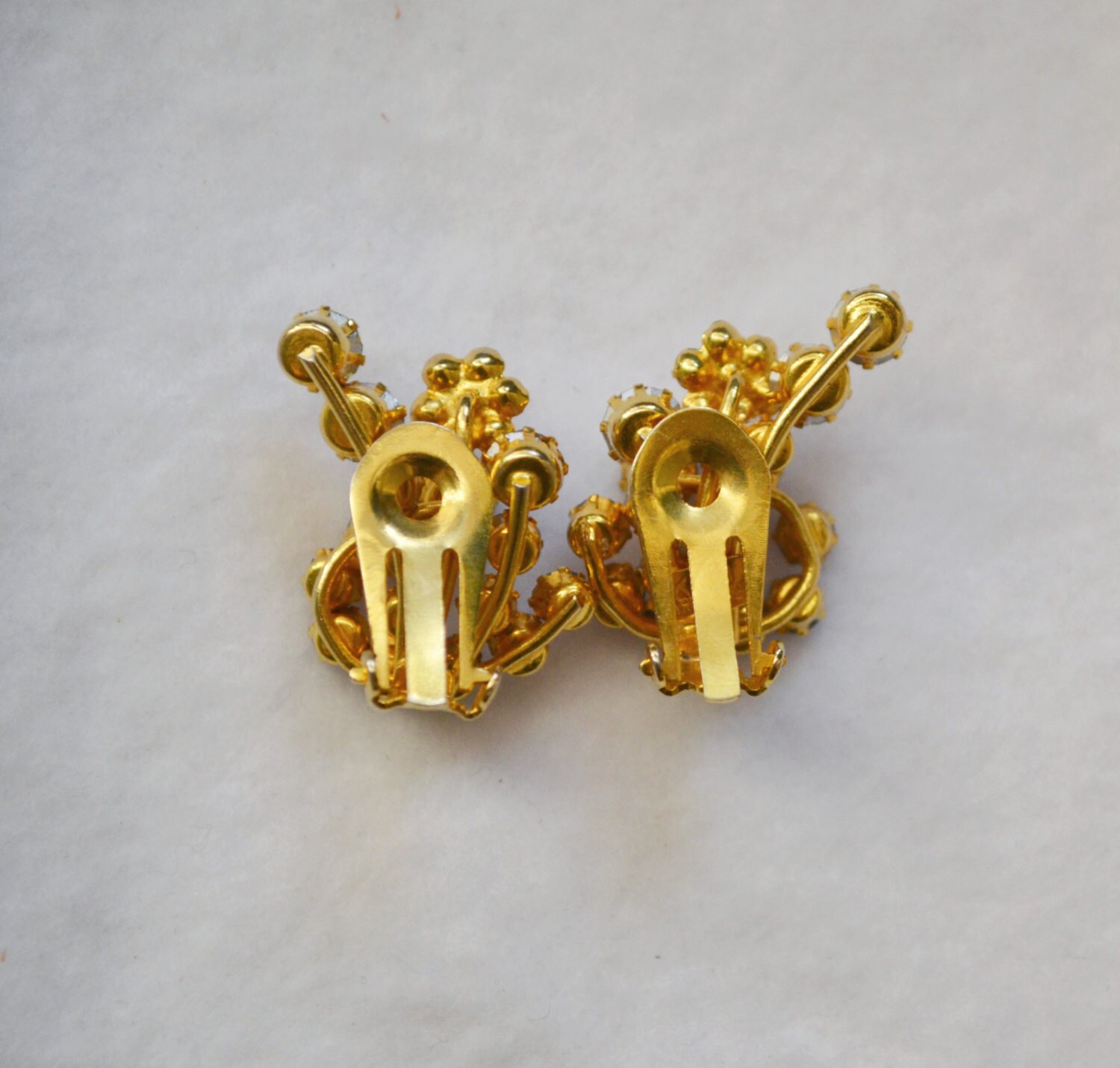 Karu Rhinestone Cluster Earrings From Austria, Blue Rhinestone Cluster