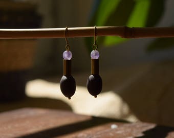 TOBA/ Earrings, seeds, amethyst, made in Berlin