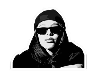 Aaliyah fram och tillbaka kyss-klippt klistermärke