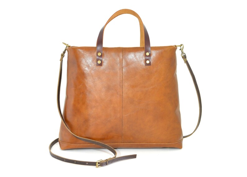 Tan Leather Bag/Brown Tote/Leather Handbag/Leather Tote Bag/Leather Purse/Medium-Large/Retro-Vintage/Everyday/Cross Body/Shopper/Ipad/Women image 3