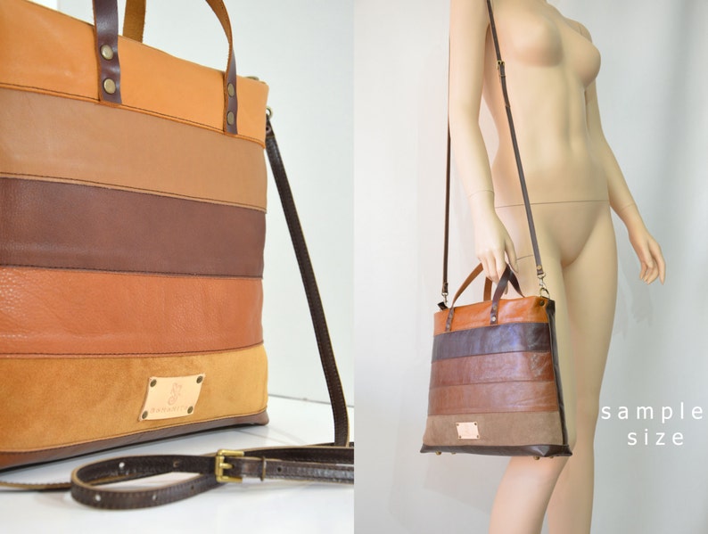 Tan Leather Bag/Brown Tote/Leather Handbag/Leather Tote Bag/Leather Purse/Medium-Large/Retro-Vintage/Everyday/Cross Body/Shopper/Ipad/Women image 4