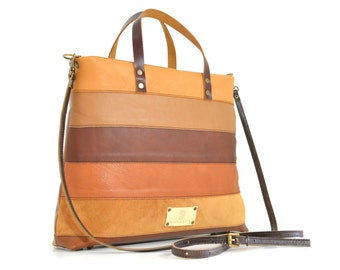 Tan Leather Bag/Brown Tote/Leather Handbag/Leather Tote Bag/Leather Purse/Medium-Large/Retro-Vintage/Everyday/Cross Body/Shopper/Ipad/Women
