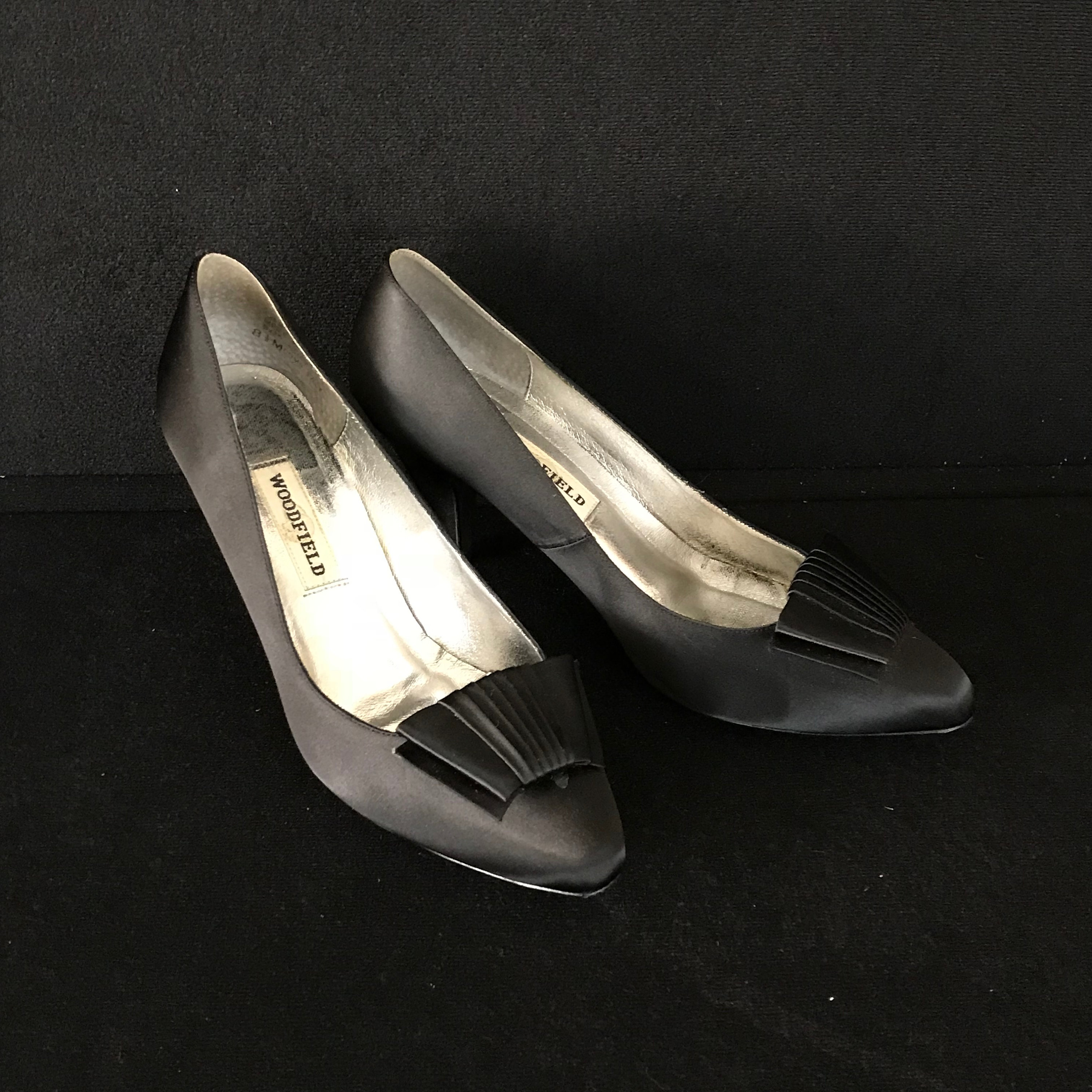 Vintage Black Satin Pumps with Bow size 8.5 | Etsy