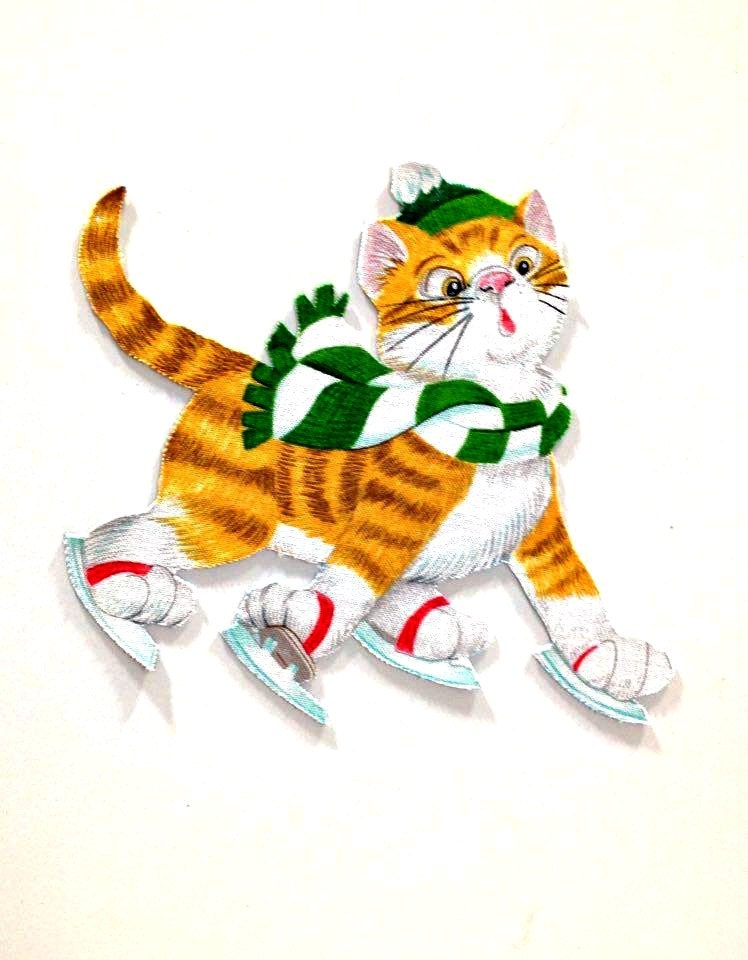 Ice Skating Cat with Scarf Cat Lover Gift Cat lady Etsy