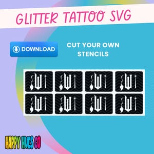 Wicked glitter tattoo SVG. Glitter tattoo stencil. Stencil SVG download. Glitter tattoo PNG. Glitter tattoo download