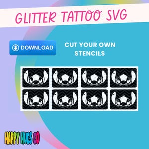 Alien glitter tattoo SVG. Glitter tattoo stencil. Stencil SVG download. Glitter tattoo PNG. Glitter tattoo download