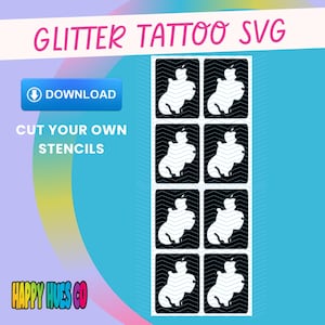 Capybara glitter tattoo SVG. Glitter tattoo stencil. Stencil SVG download. Glitter tattoo PNG. Glitter tattoo download