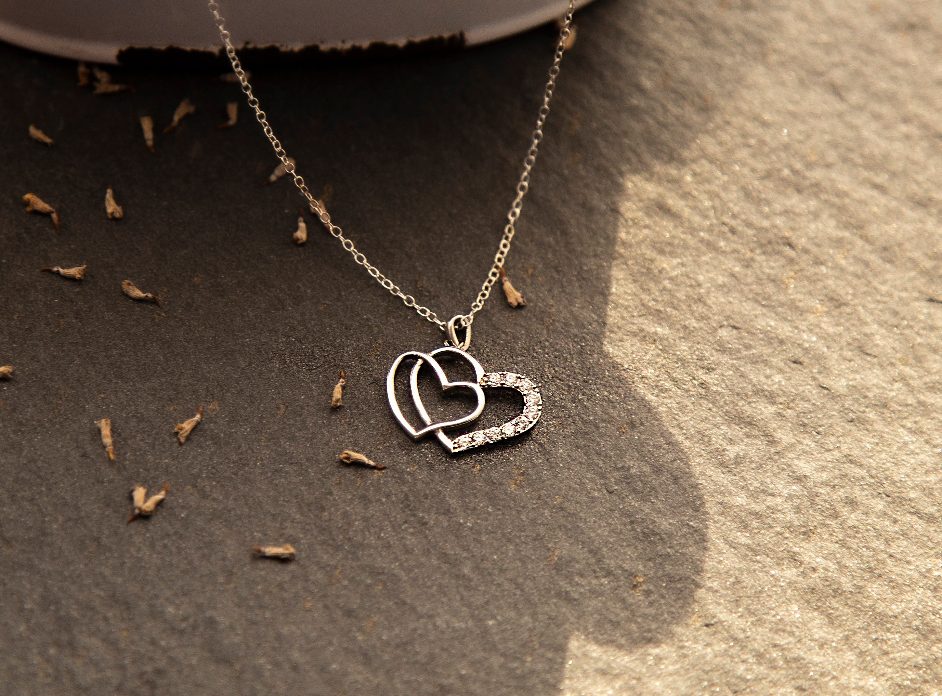 HAESOOL]RedVelvetジョイ着用☆925Silver☆Daily Heart Necklace My Daily Styles 925 Sterling Silver Hearts CZ Necklace