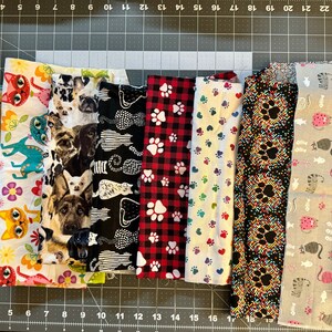 Cotton fabric destash in dog and cat themes, animal fabric, various sizes, over 12oz of fabric
