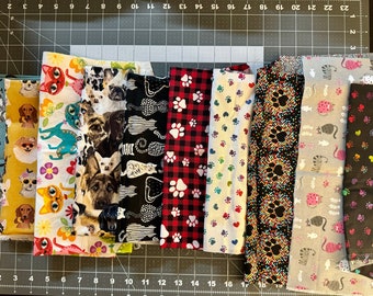 Cotton fabric destash in dog and cat themes, animal fabric, various sizes, over 12oz of fabric