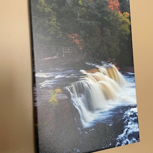 8x12” Michigan upper peninsula photography canvas, original photography, Manabezho falls