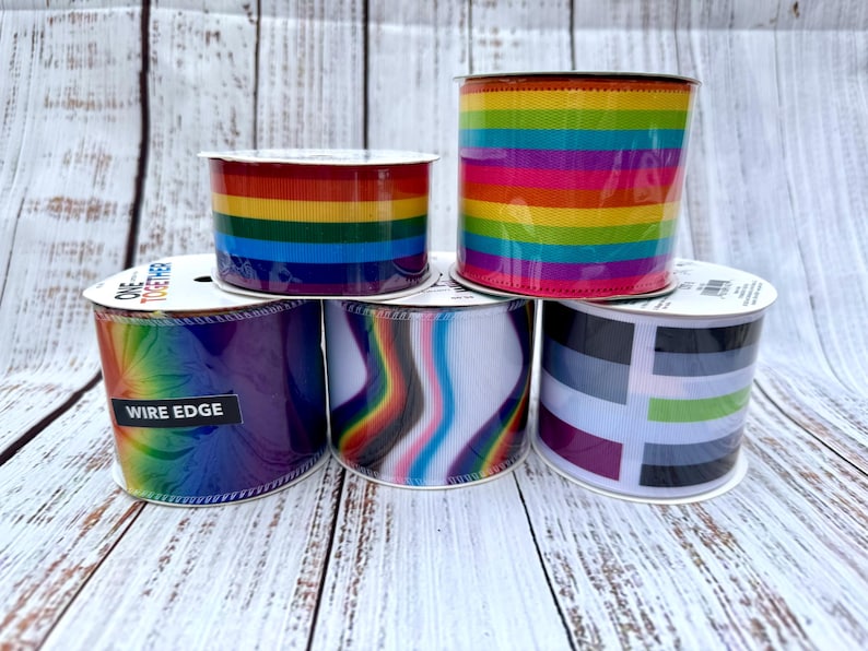 Pride Page Ribbons Pride Ribbon, Various Patterns and Sizes, Wired/unwired, Gay Pride ...