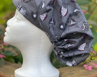 Adult sized bouffant/pony tail scrub caps, these hold a ton of hair, 100% cotton, many patterns available, new return policy