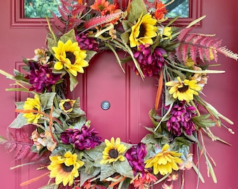 Fall wreath for front door, fall foliage, autumn wreath